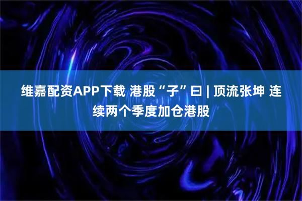 维嘉配资APP下载 港股“子”曰 | 顶流张坤 连续两个季度加仓港股